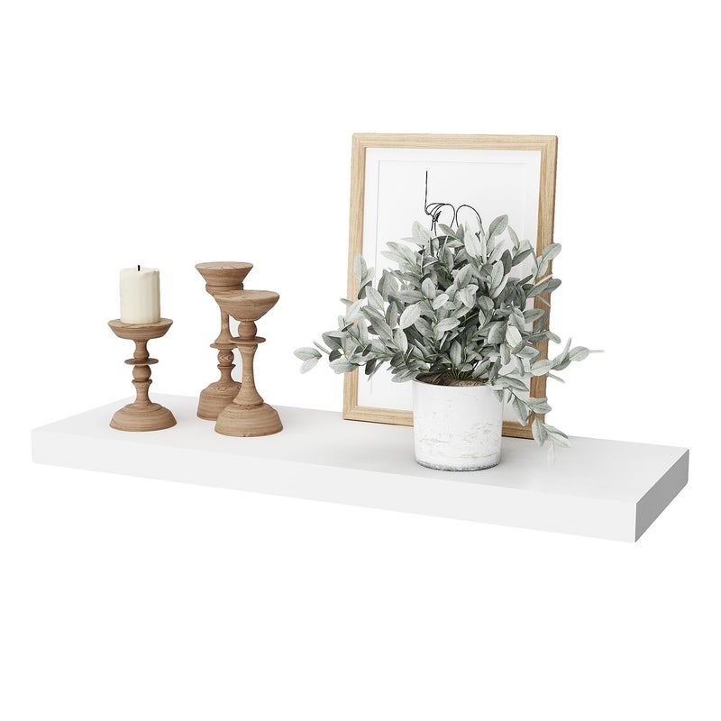 WELLAND 12" Deep White Floating Shelves, Floating Shelf Wall Shelf Display Floating Shelf, 35.43" L x 11.81" D x 2" T, Deeper Than Others, White - Image 1
